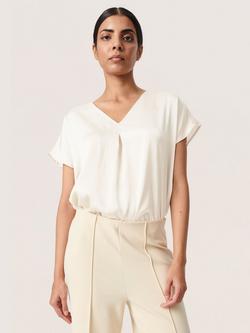 Soaked In Luxury Ioana Marija Short Sleeve V-Neck Blouse, Whisper White