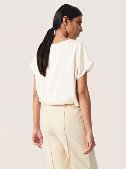 Soaked In Luxury Ioana Marija Short Sleeve V-Neck Blouse - view 2, Whisper White
