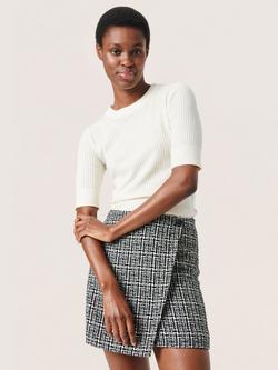 Soaked In Luxury Spina Textured Knit T-Shirt, Whisper White