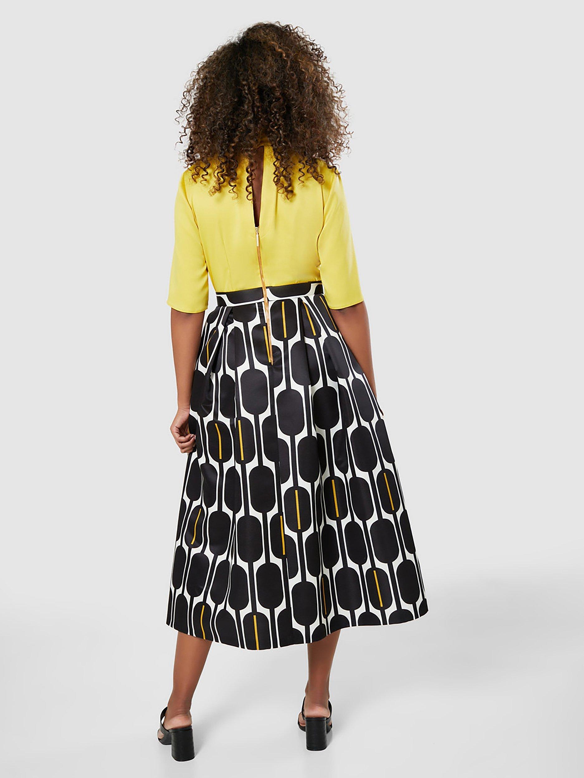 Product image 4 of 4, which shows Closet London Full Skirt Midi Dress, Yellow/Multi, 8
