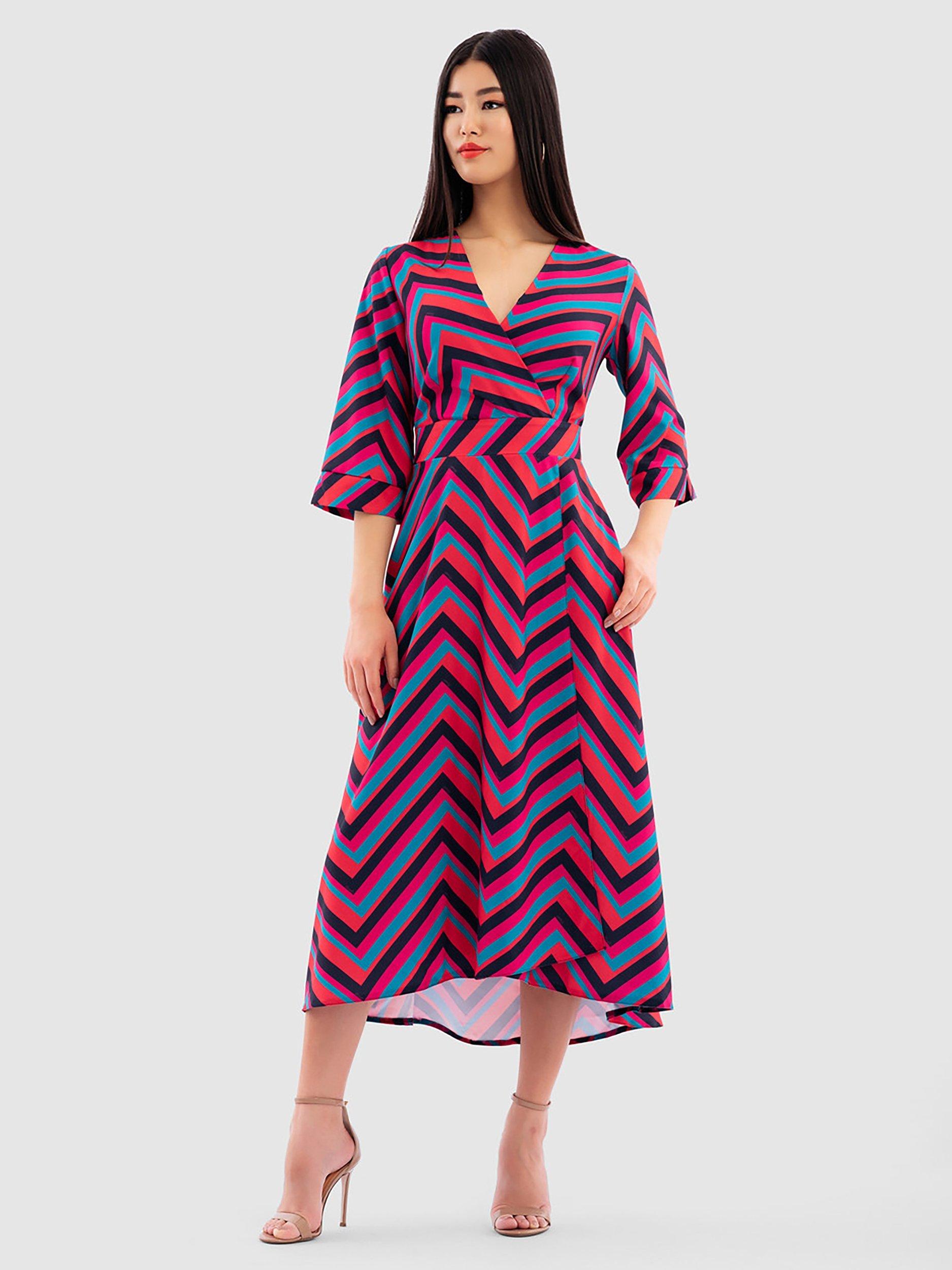 Closet London High-Low Print Wrap Midi Dress, Multi