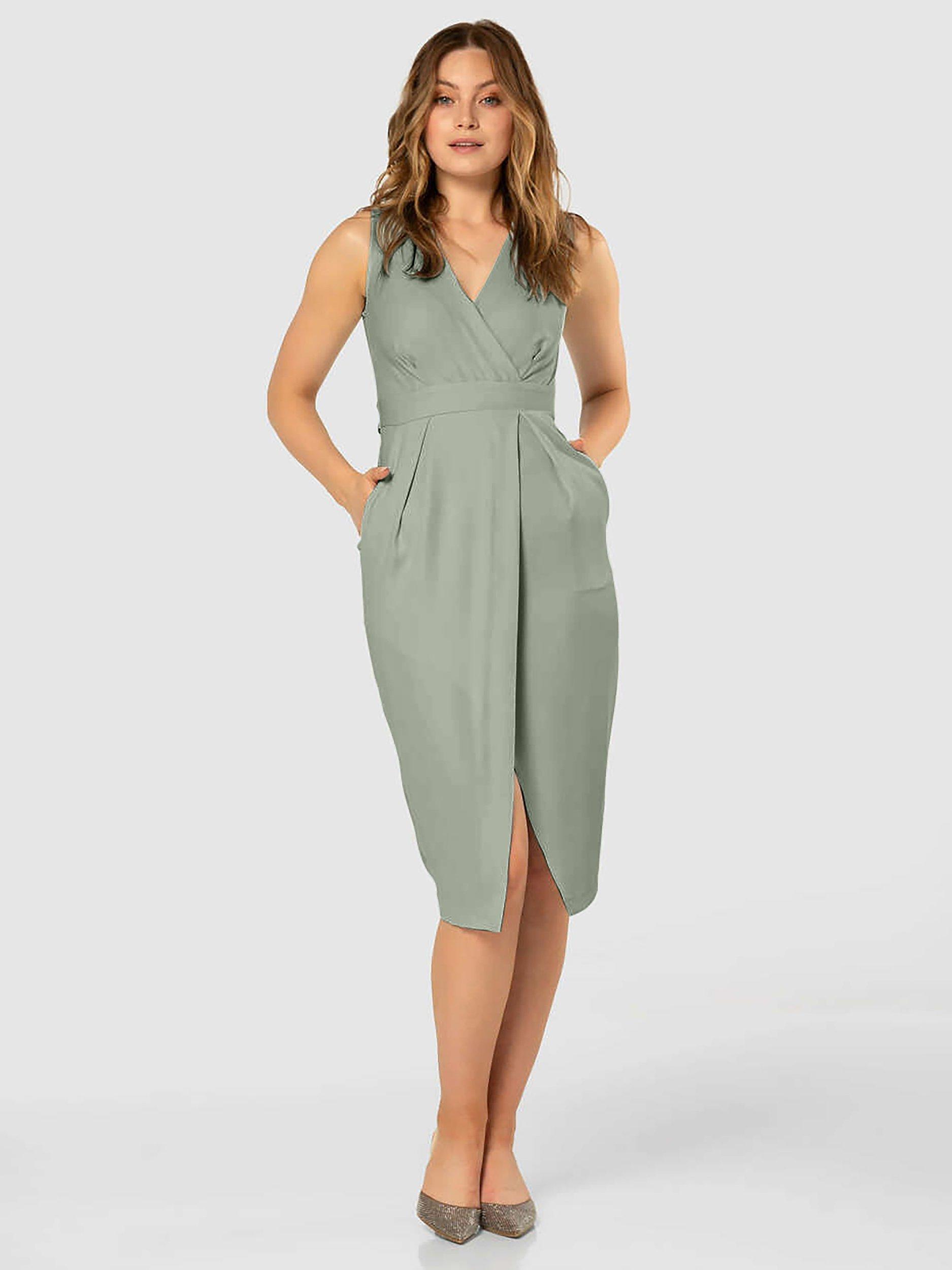 Closet London Sleeveless Wrap Midi Dress, Sage