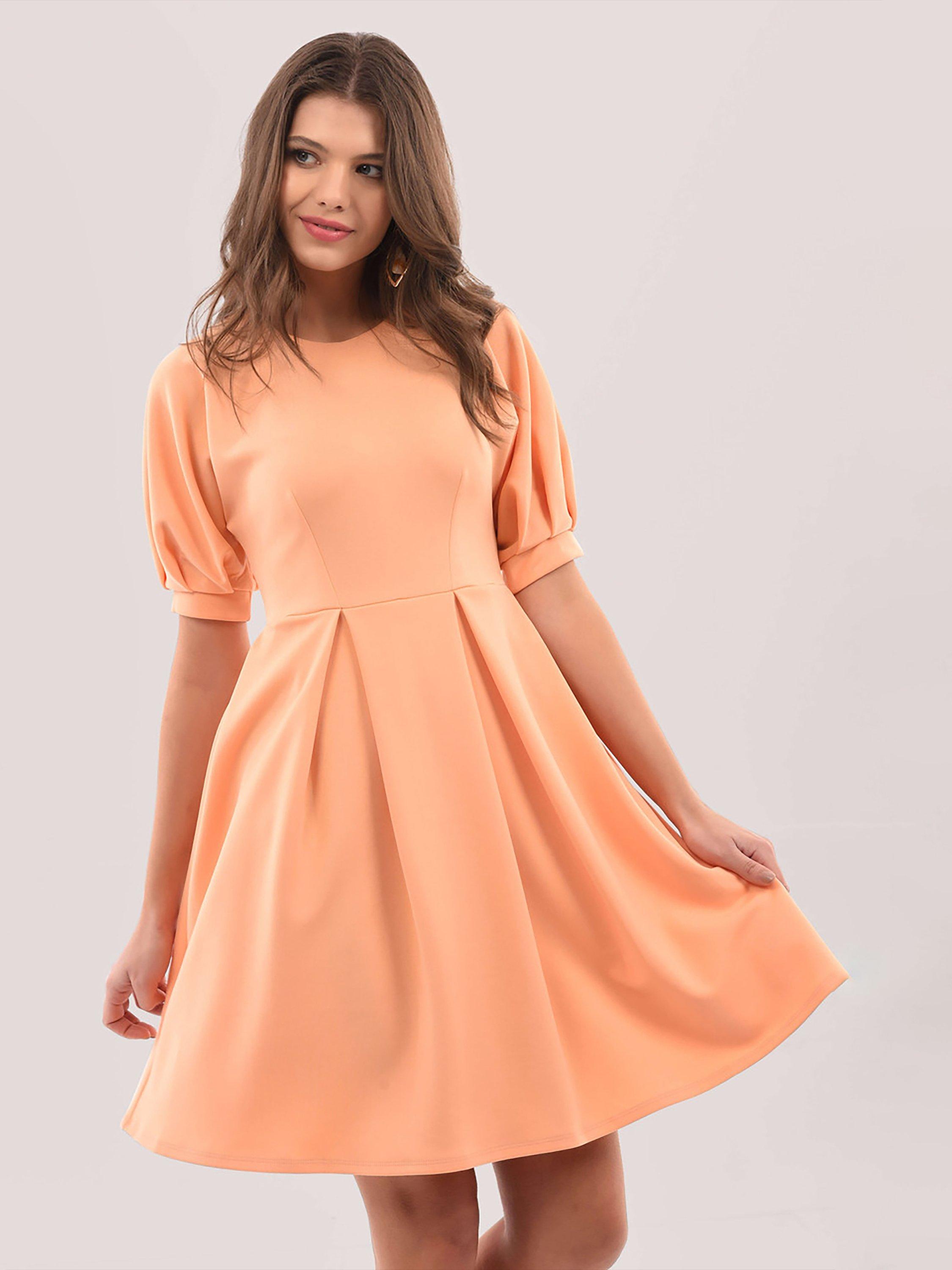 Closet London Puff Sleeve Full Skirt Dress, Yellow, 12