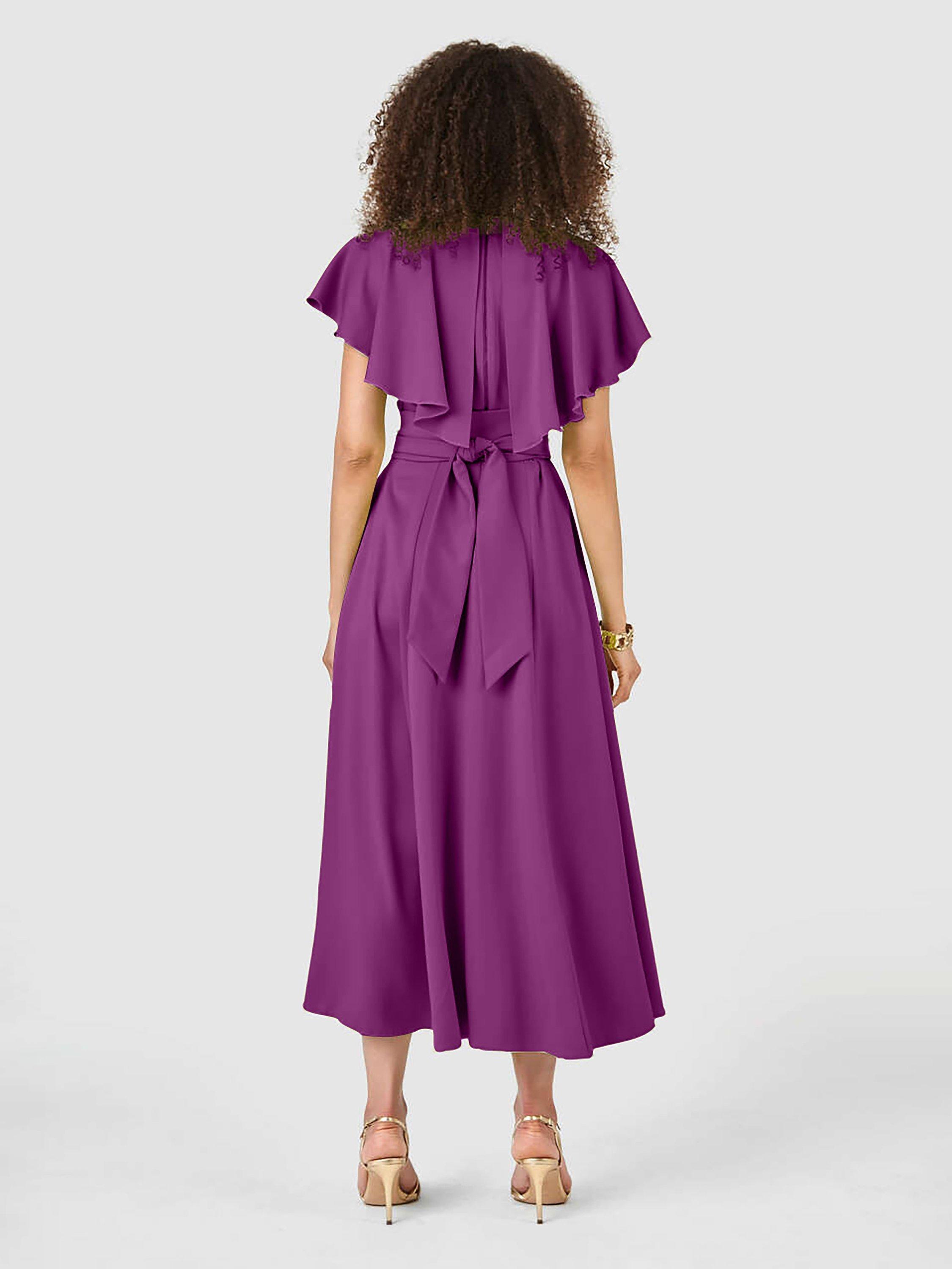 Closet London Full Skirt Midi Dress Magenta