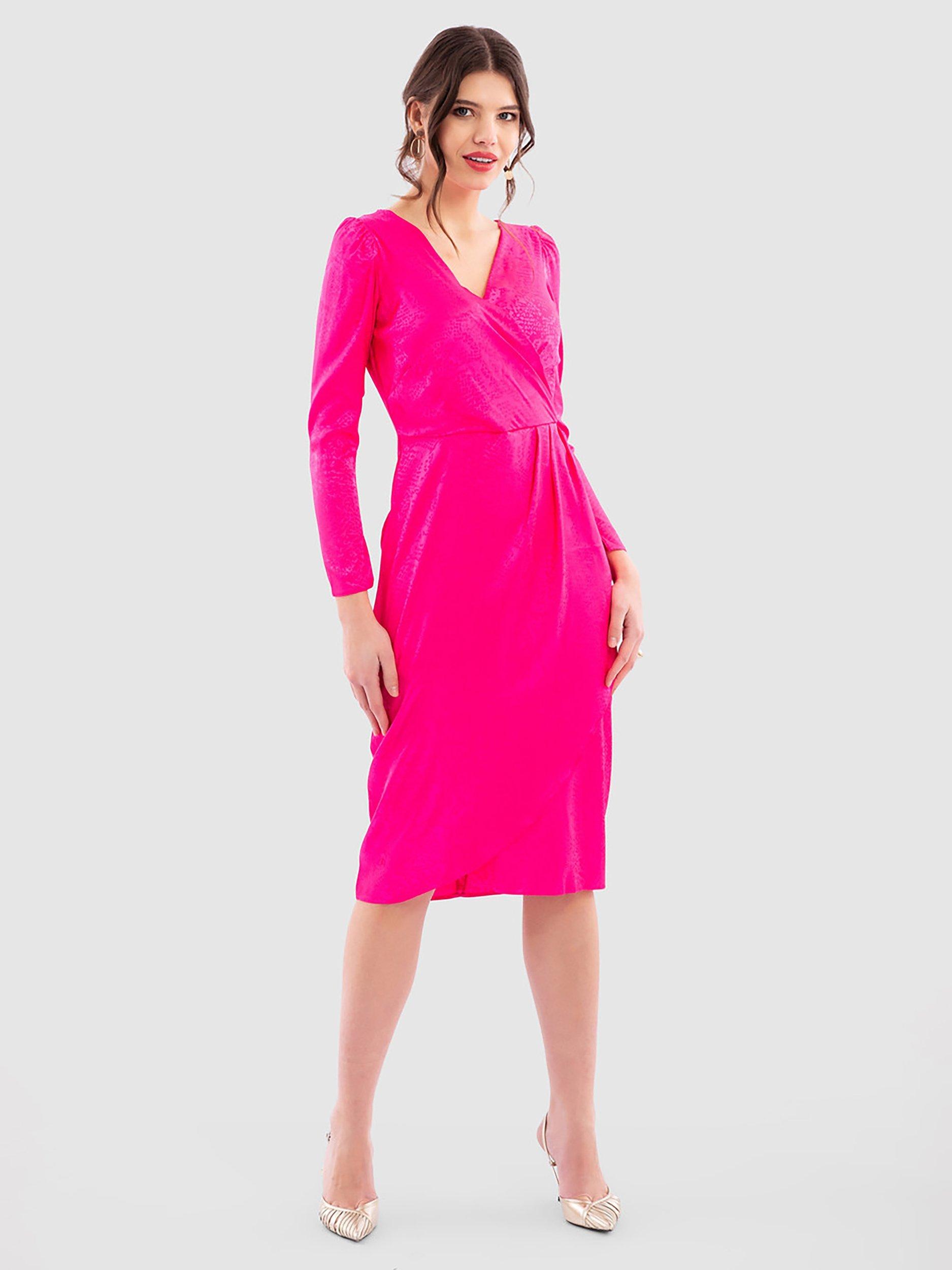 Closet London Wrap Drape Skirt Dress, Raspberry
