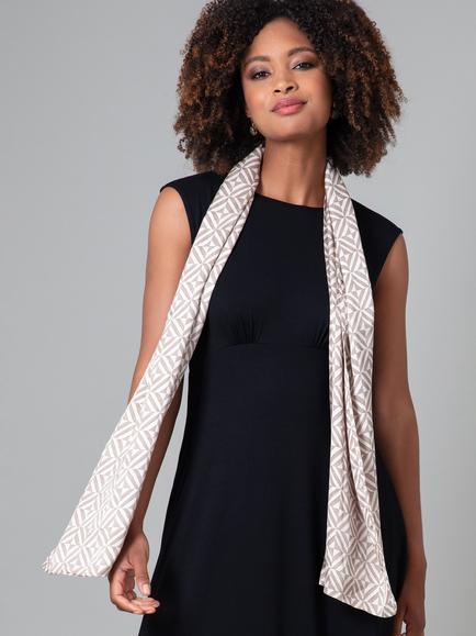 Alie Street Phoebe Satin Geometric Print Scarf, Nude, Nude