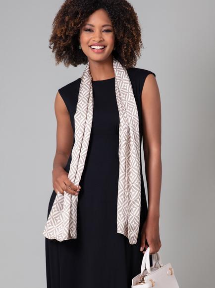 Alie Street Phoebe Satin Geometric Print Scarf, Nude - view 2, Nude
