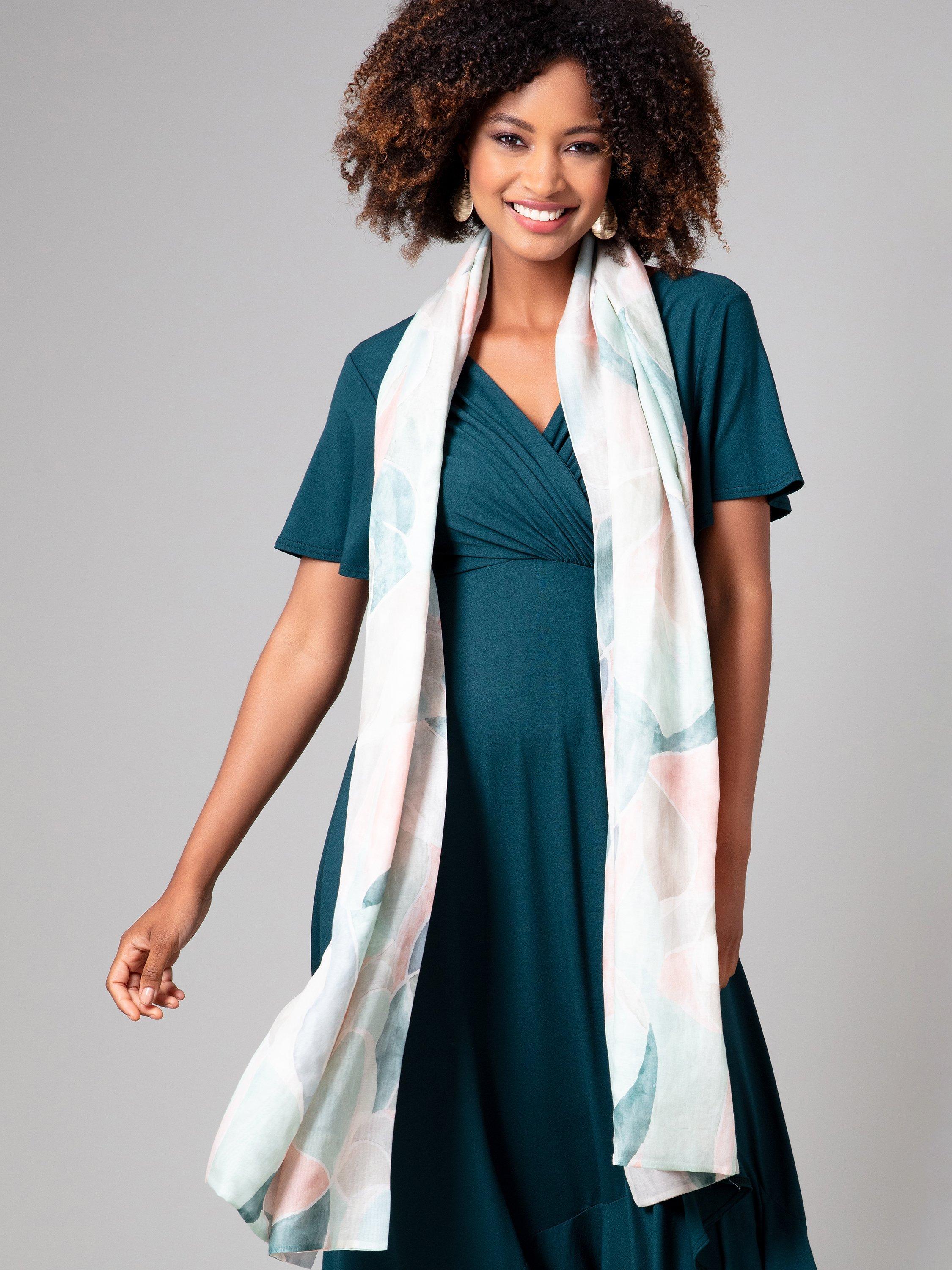 Product image 2 of 6, which shows Alie Street Miriam Pastel Mosaic Silk Blend Scarf, Multi, One Size