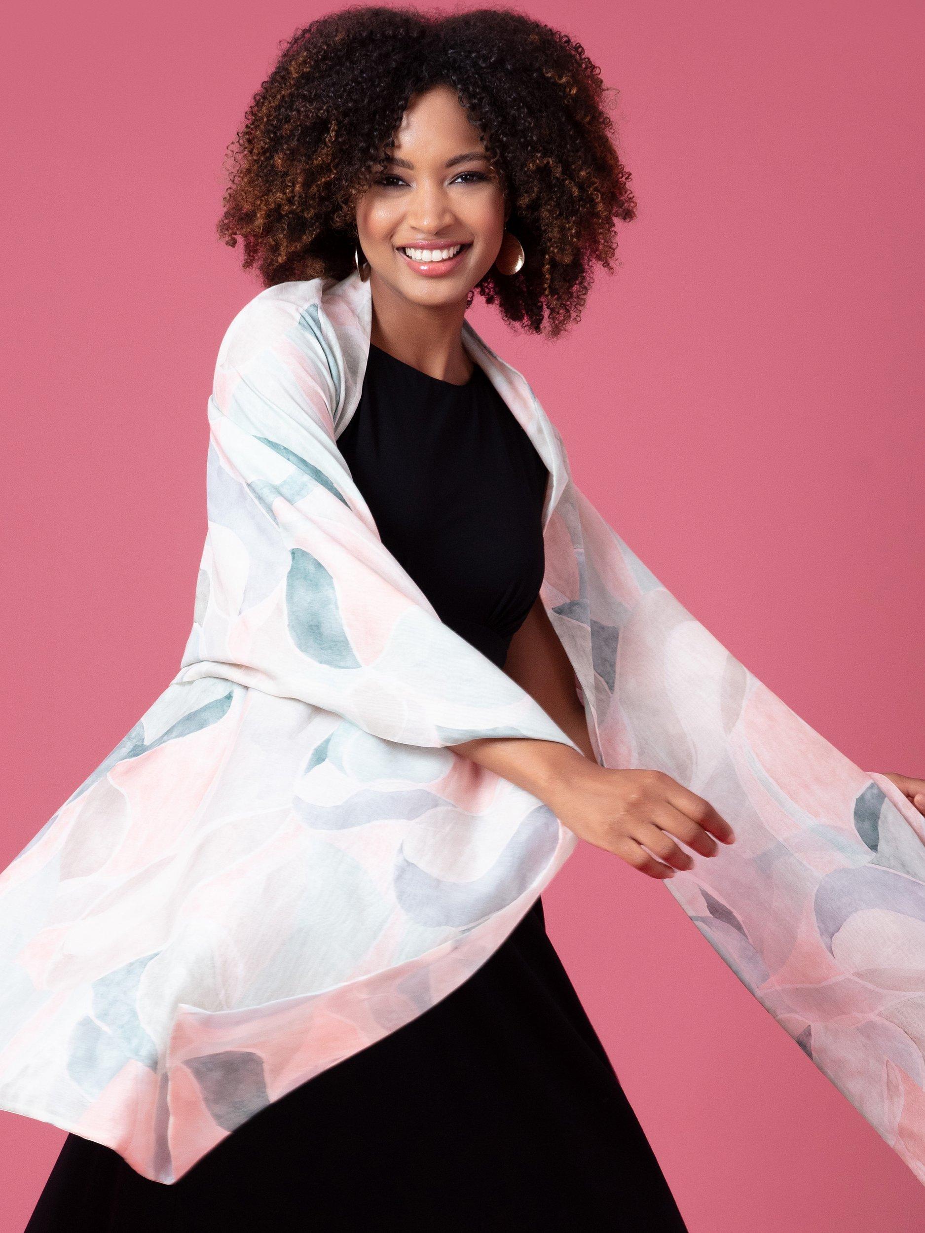 Product image 4 of 6, which shows Alie Street Miriam Pastel Mosaic Silk Blend Scarf, Multi, One Size