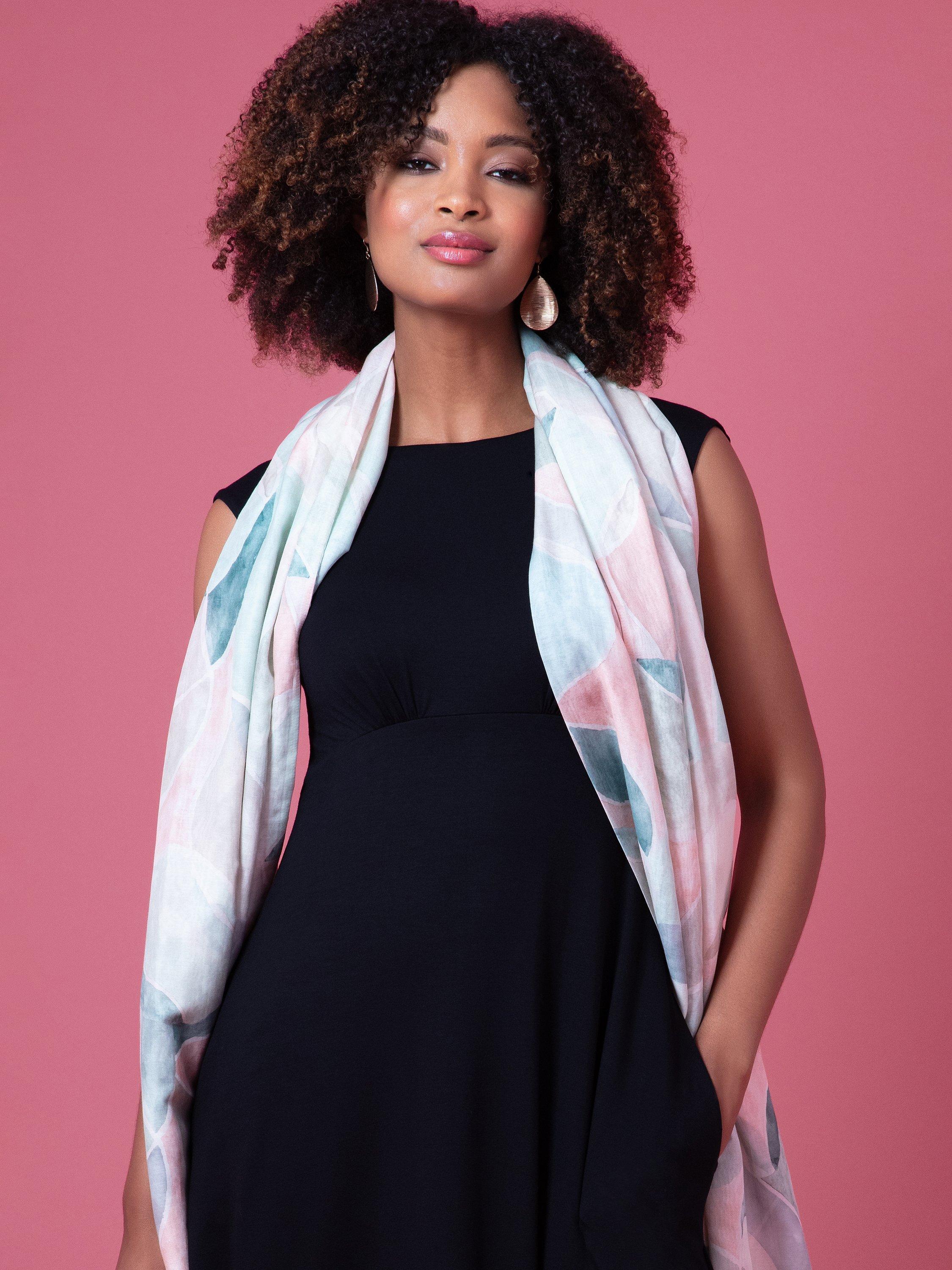 Product image 5 of 6, which shows Alie Street Miriam Pastel Mosaic Silk Blend Scarf, Multi, One Size