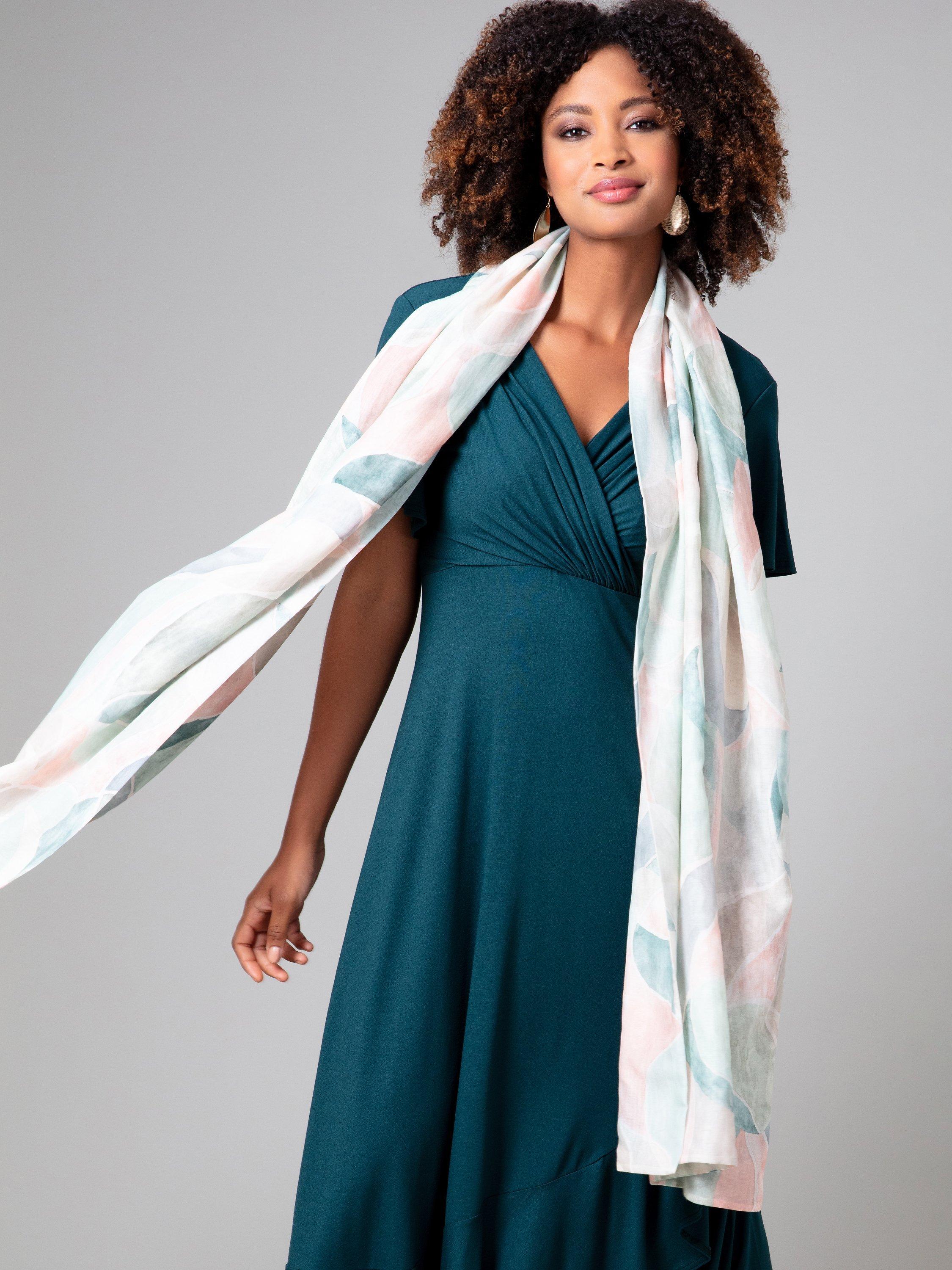 Product image 6 of 6, which shows Alie Street Miriam Pastel Mosaic Silk Blend Scarf, Multi, One Size
