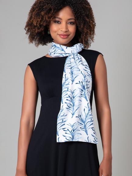 Alie Street Azra Woven Scarf, Blue/White Floral, Blue/White Floral