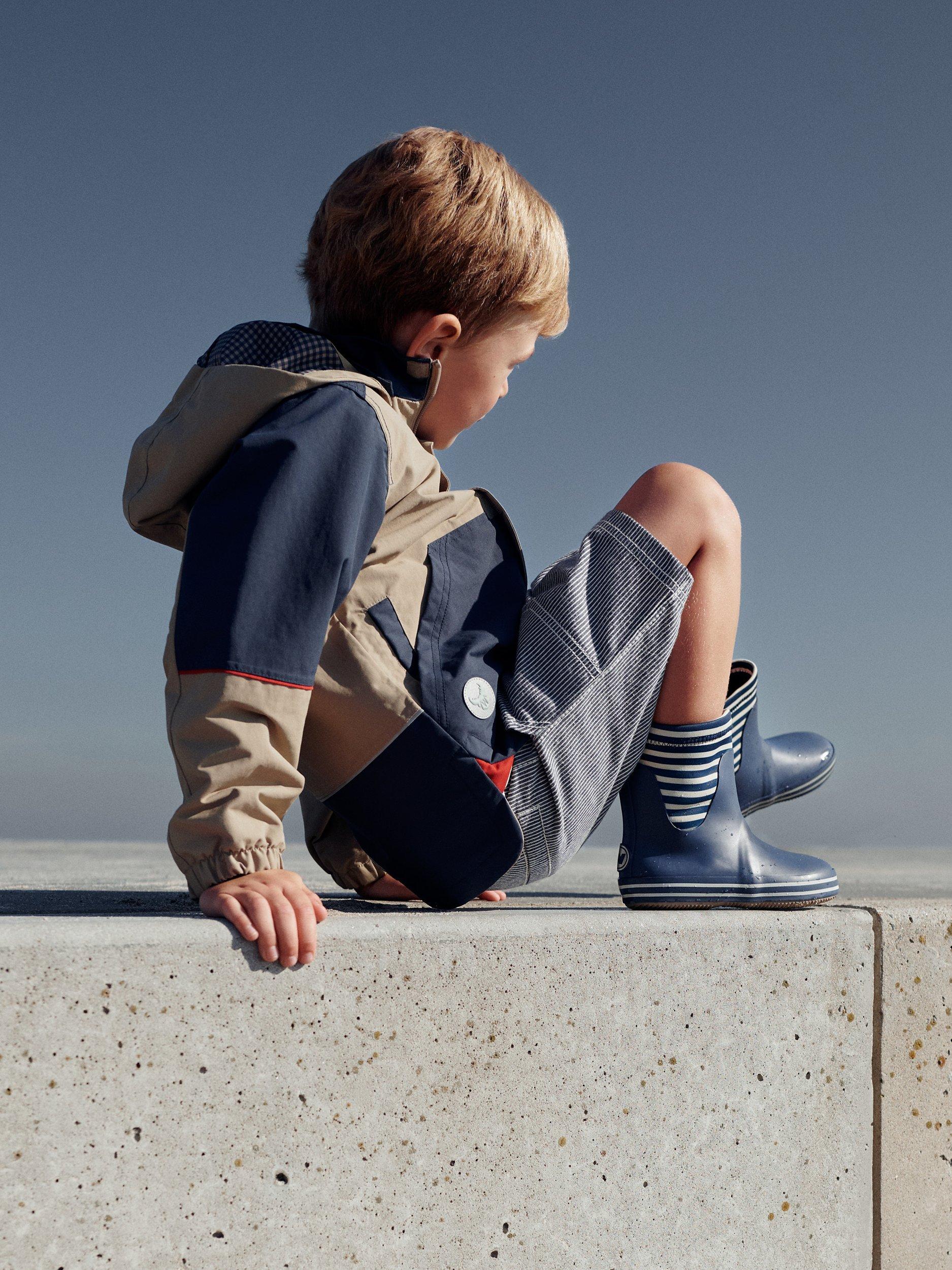 Product image 5 of 5, which shows WHEAT Kids' Pelle Striped Shorts, Blue/White, 4 years