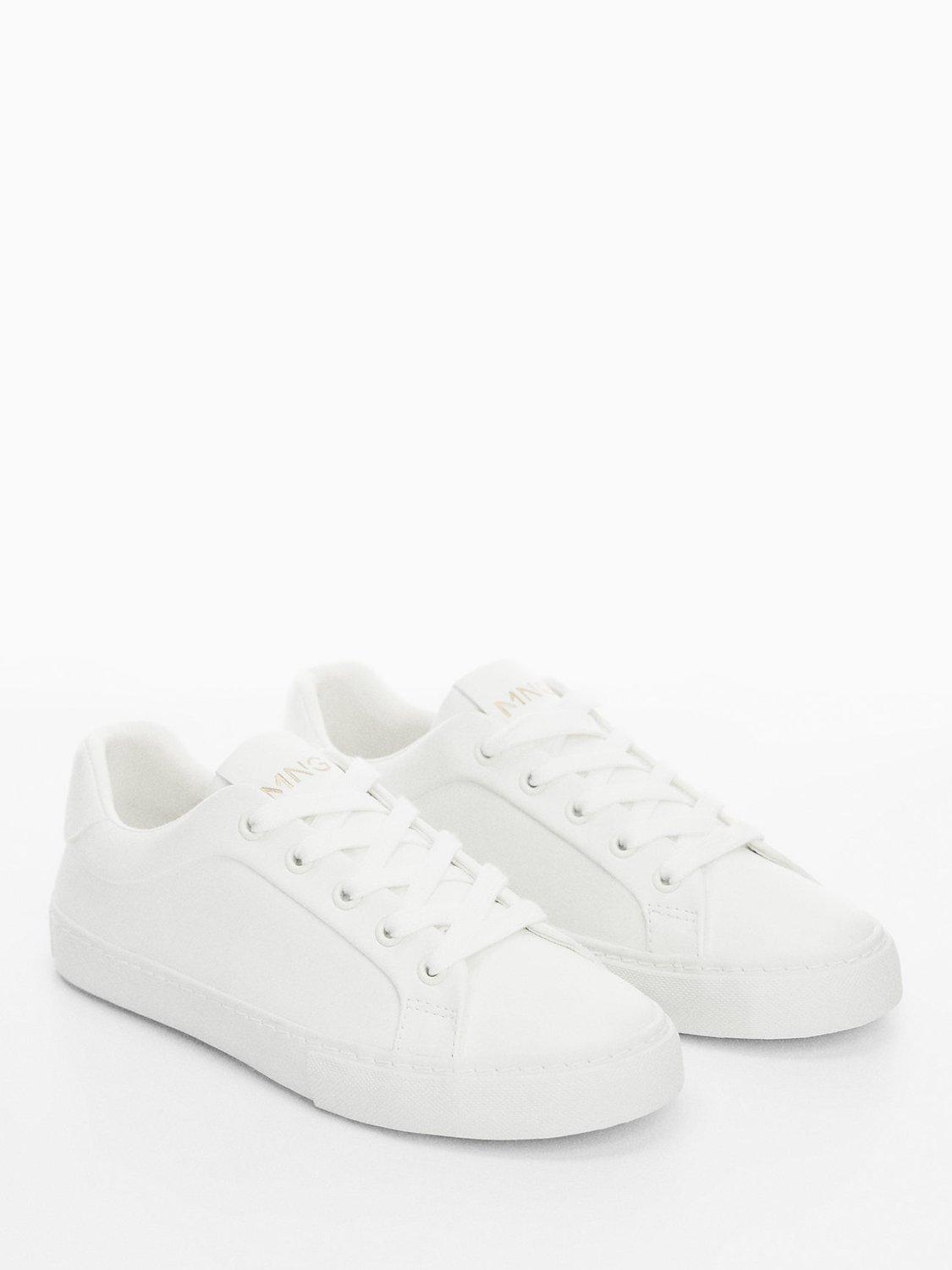 Mango Kids' Adam Lace Up Trainers, White, 11 Jnr