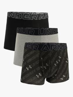 Under Armour Performance Comfort Boxers, Pack of 3, Grey/Black, Grey/Black