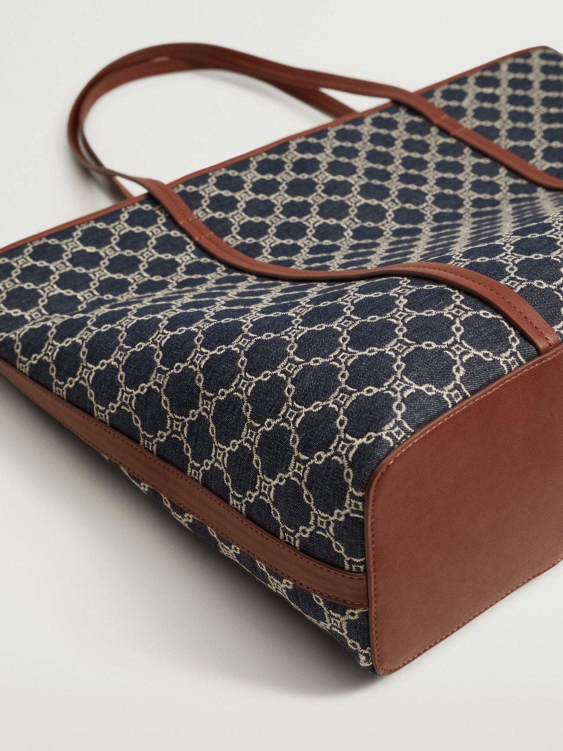 Product image 5 of 6, which shows Mango Joana Embroidered Chains Maxi Shopper Bag, Medium Blue/Multi