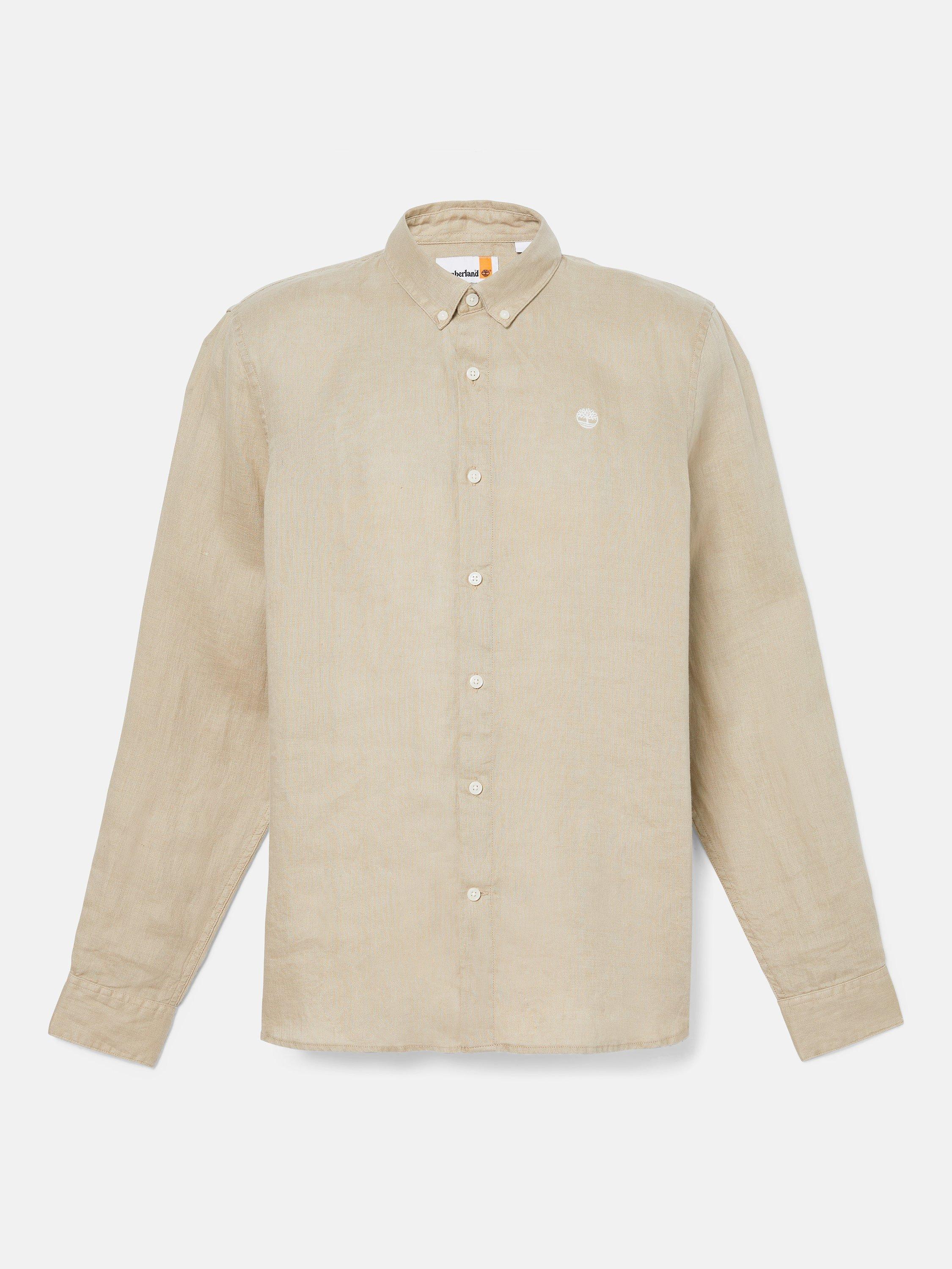 Timberland Long Sleeve Linen Shirt, Lemon Pepper, S