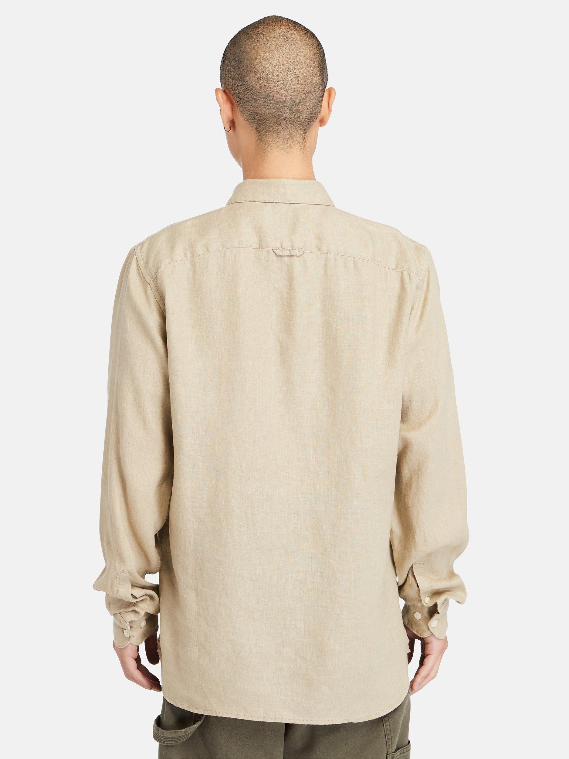 Timberland Long Sleeve Linen Shirt, Lemon Pepper, S