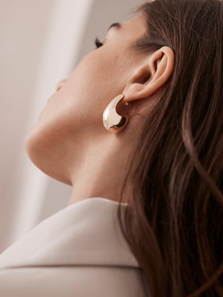 Mint Velvet Domed Drop Earrings, Gold - view 2, Gold