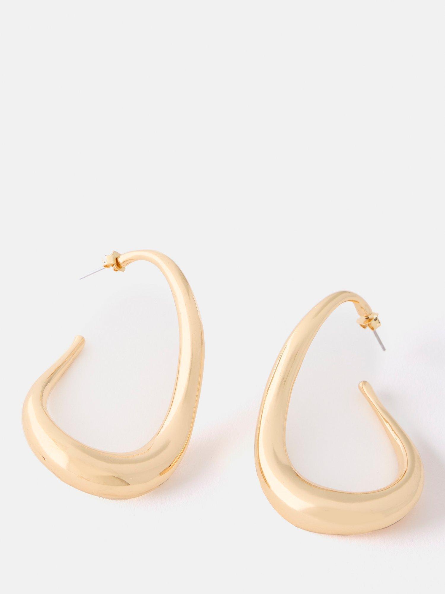 Mint Velvet Statement Irregular Hoop Earrings, Gold, One Size