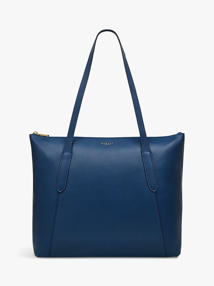 Radley Wood Street 2.0 Large Leather Zip Top Tote Bag, Deepsea, One Size