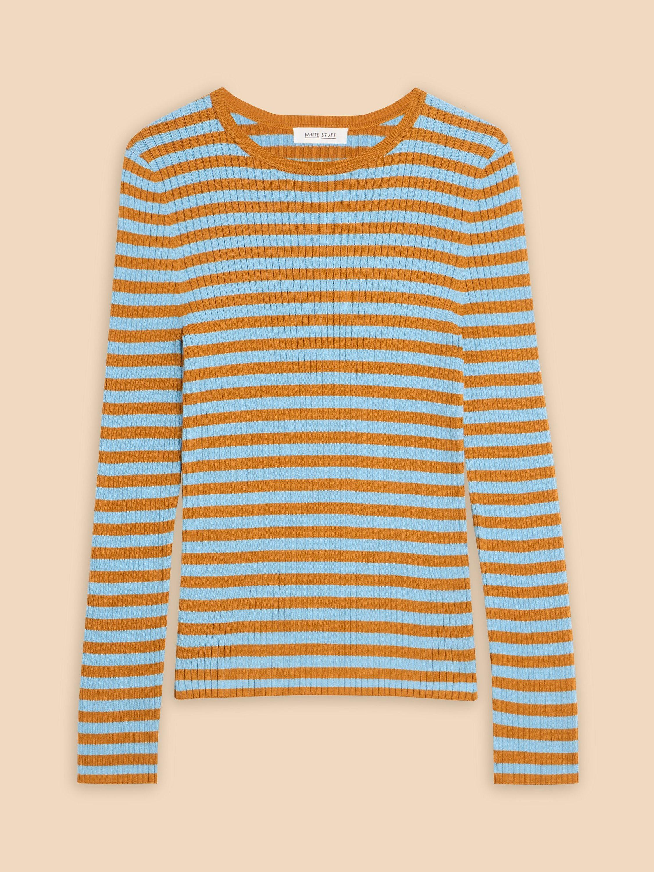 Product image 5 of 6, which shows White Stuff Petite Skinny Rib Jumper, Green/Multi, 20