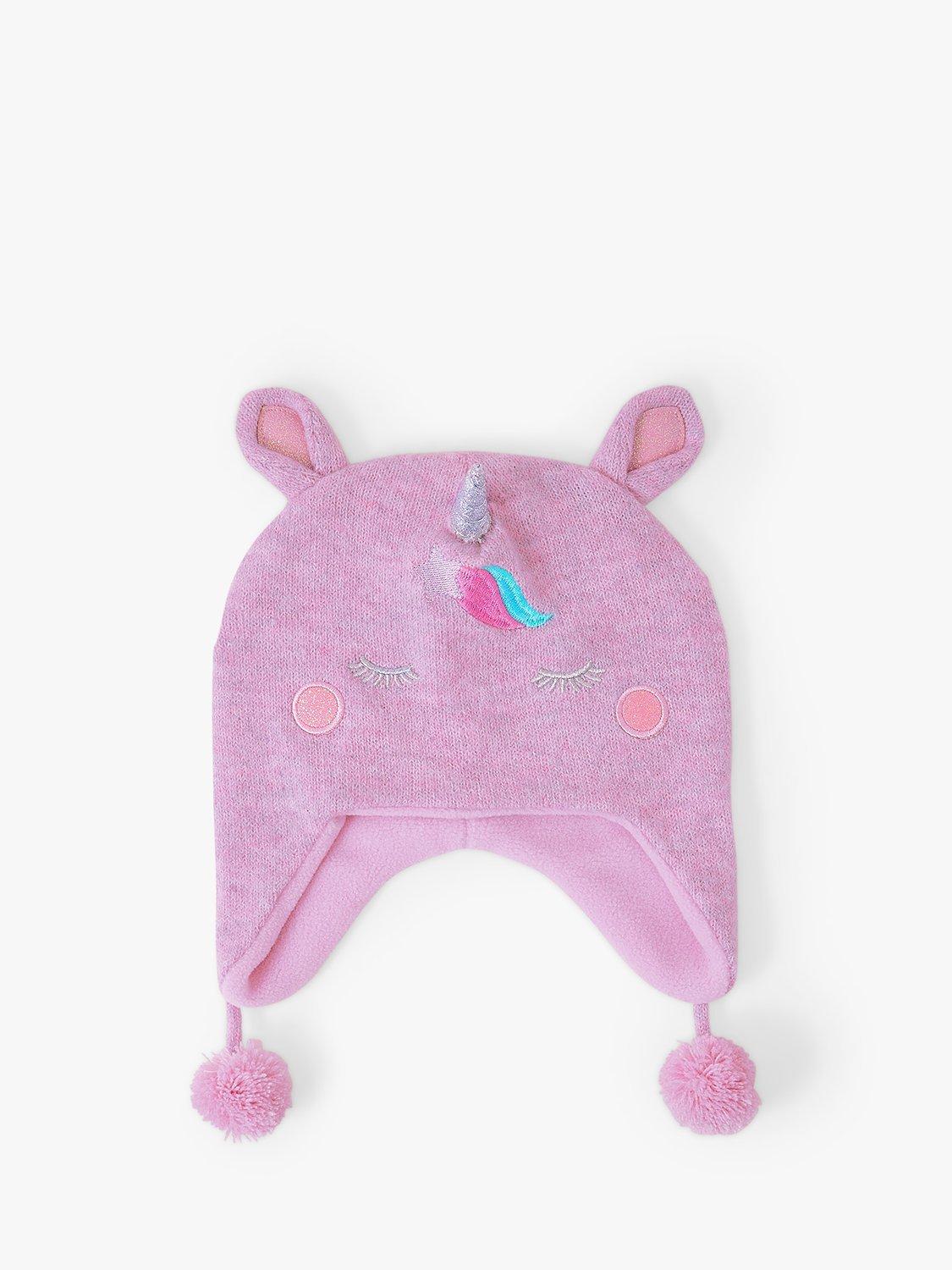 Product image 1 of 2, which shows Angels by Accessorize Kids' Unicorn Knit Hat, Lilac/Multi, 7-12 years