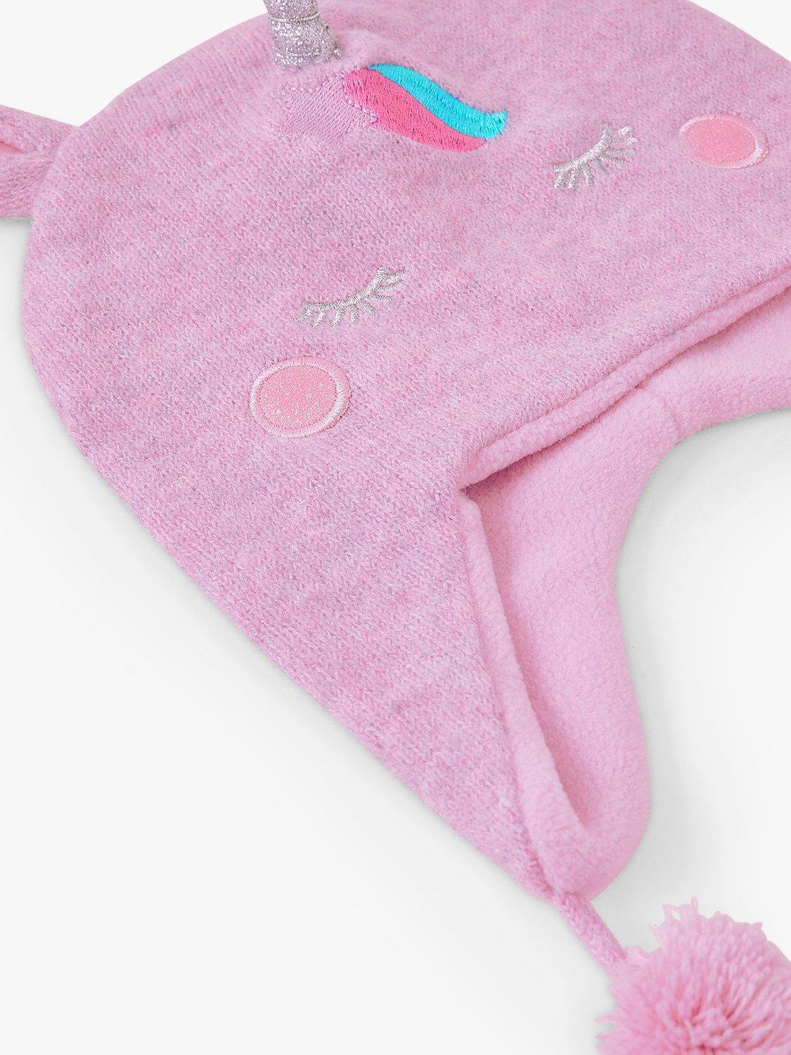 Product image 2 of 2, which shows Angels by Accessorize Kids' Unicorn Knit Hat, Lilac/Multi, 7-12 years