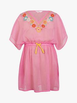 Accessorize Kids' Embroidered Kaftan, Pink, Pink