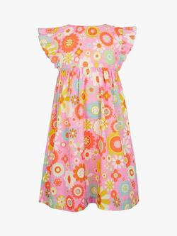 Angels by Accessorize Kids' Boho Floral Print Short Sleeve Dress, Pink/Multi - view 2, Pink/Multi