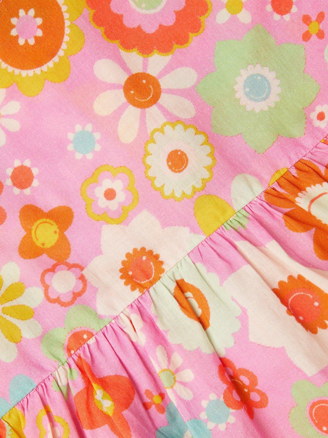 Product image 4 of 4, which shows Angels by Accessorize Kids' Boho Floral Print Short Sleeve Dress, Pink/Multi, 3-4 years