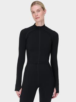 Sweaty Betty Athlete Crop Seamless Zip Up Gym Top, Black