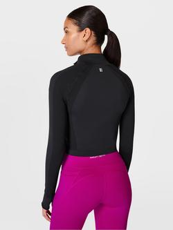 Sweaty Betty Athlete Crop Seamless Zip Up Gym Top - view 2, Black