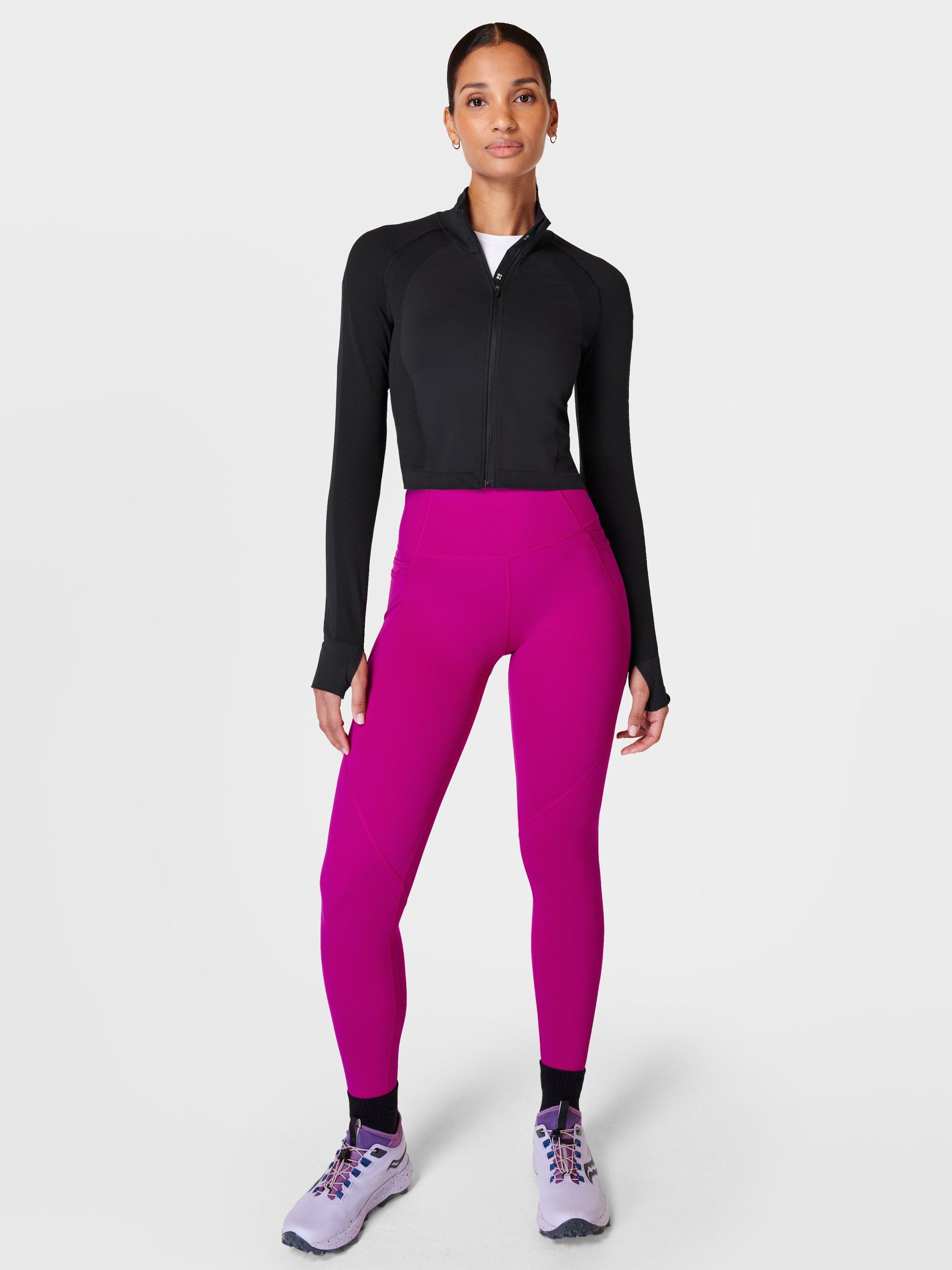 Product image 3 of 7, which shows Sweaty Betty Athlete Crop Seamless Zip Up Gym Top, Black, XS
