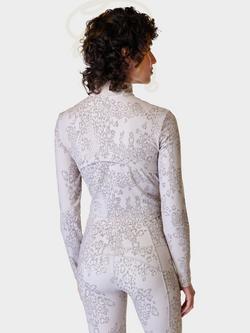 Sweaty Betty Super Soft Half Zip Gym Top - view 2, Grey Smokey Leopard