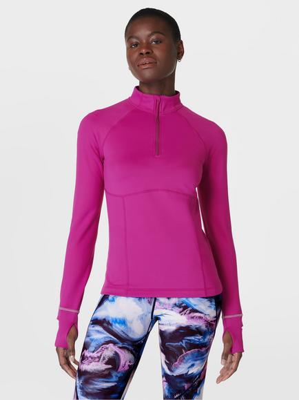 Sweaty Betty Pro Run Half Zip Base Layer Top, Magenta Fusion Purple, Magenta Fusion Purpl