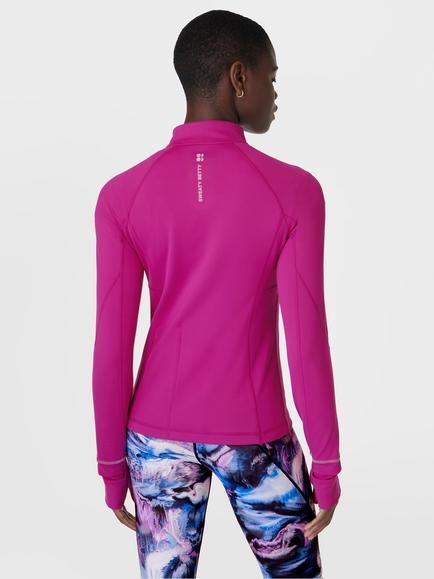 Sweaty Betty Pro Run Half Zip Base Layer Top, Magenta Fusion Purple - view 2, Magenta Fusion Purpl