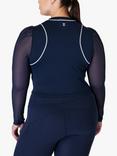 Sweaty Betty Long Puff Sleeve Top, Navy Blue