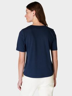 Sweaty Betty Essential Organic Cotton Blend V-Neck T-Shirt - view 2, Navy Blue