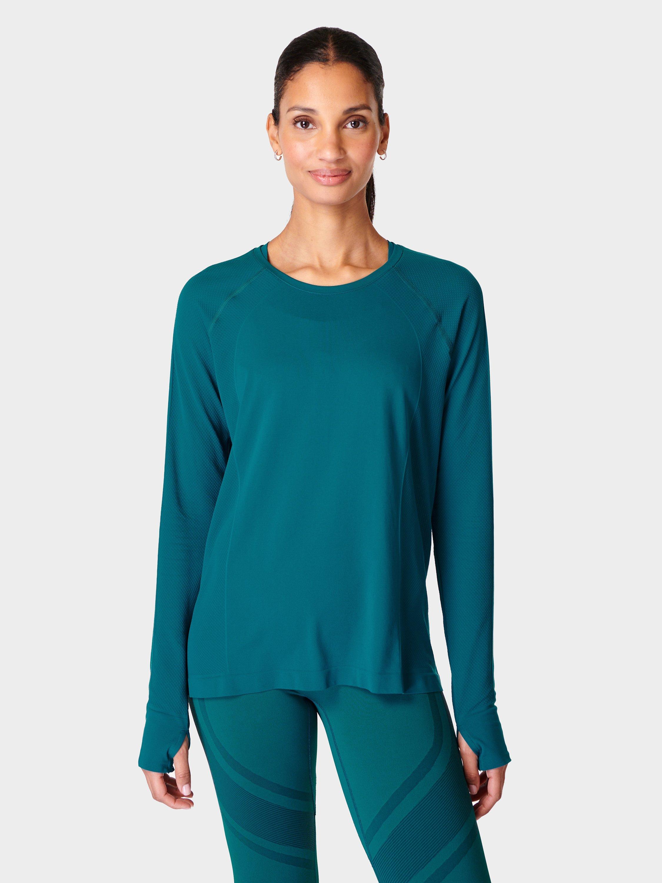 Sweaty Betty Athlete Seamless Featherweight Long Sleeve Top, Reef Teal Blue