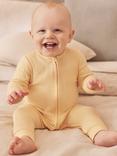 MORI Baby Clever Zip Ribbed Sleepsuit, Yellow