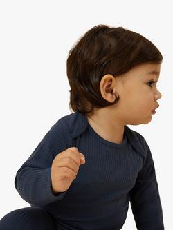 MORI Baby Ribbed Long Sleeve Bodysuit, Navy