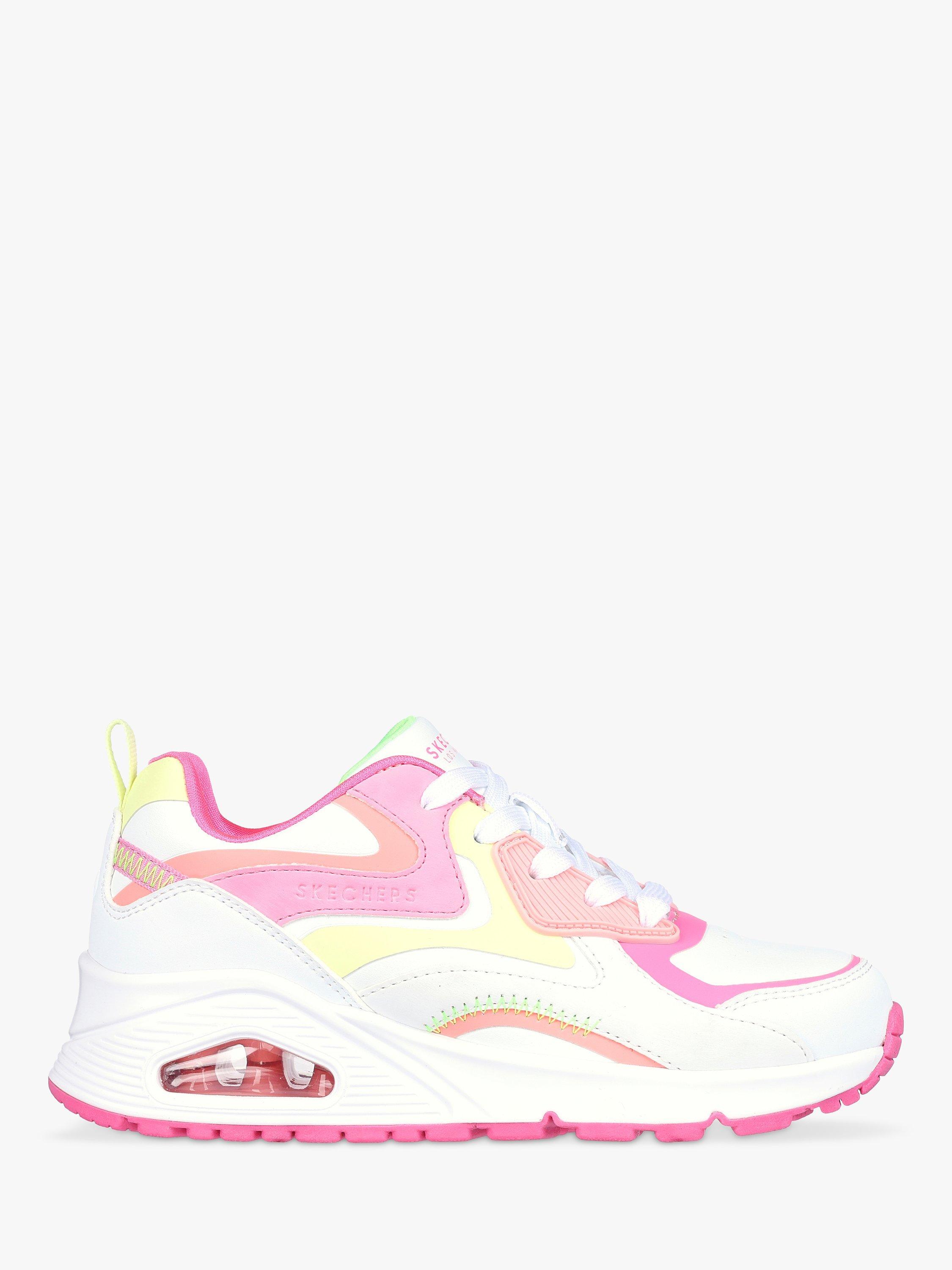 Product image 1 of 5, which shows Skechers Kids' Street Uno Gen1 Colour Surge Lace-Up Trainers, White/Multi, EU31