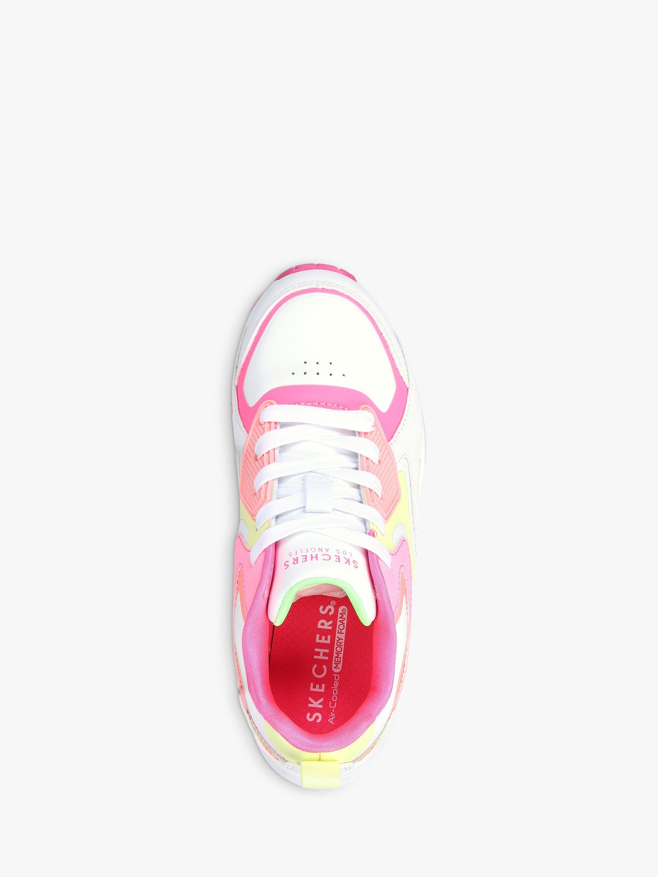 Product image 3 of 5, which shows Skechers Kids' Street Uno Gen1 Colour Surge Lace-Up Trainers, White/Multi, EU31