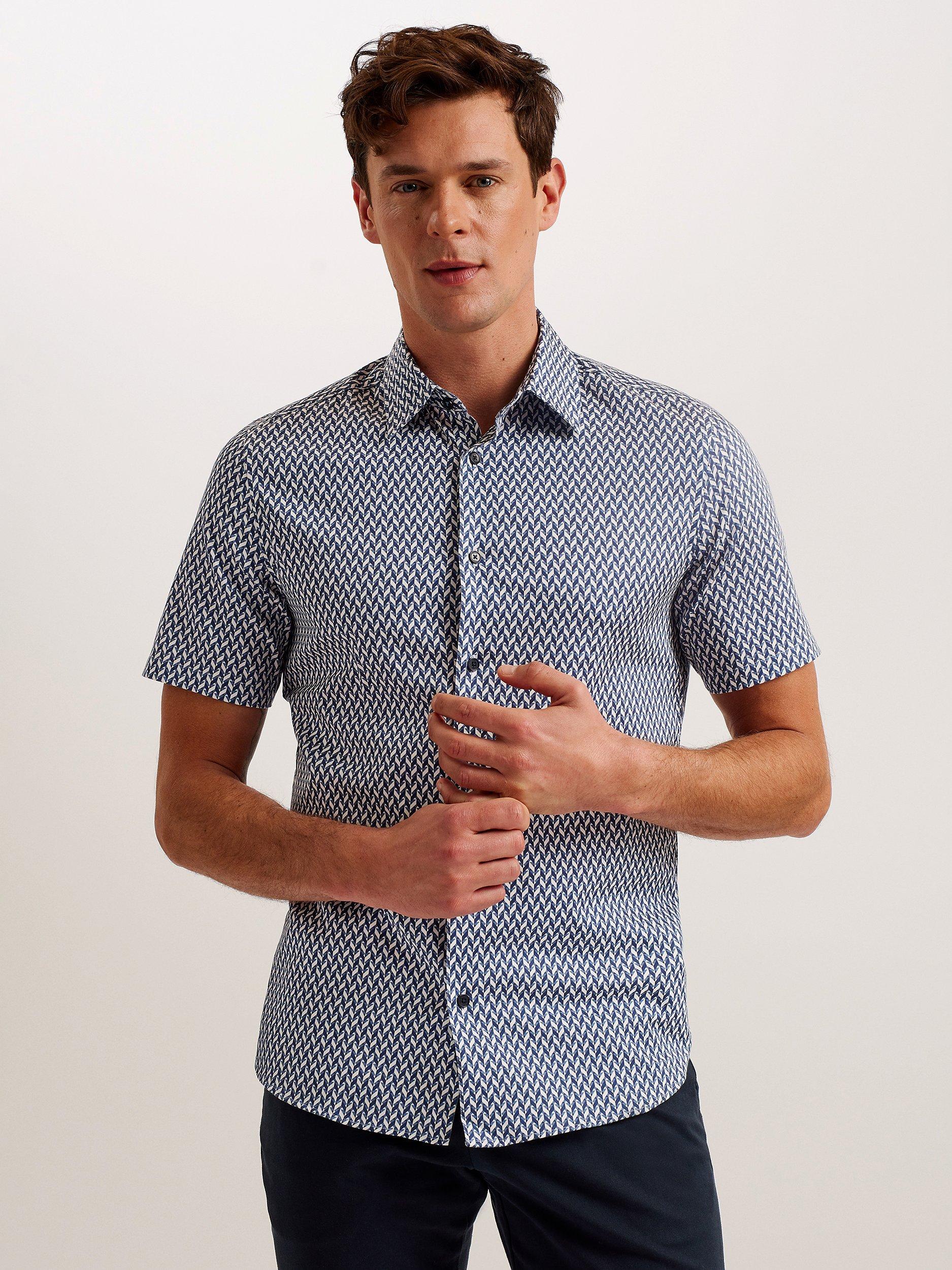 Ted Baker Lacesho Graphic Print Slim Fit Shirt, Navy