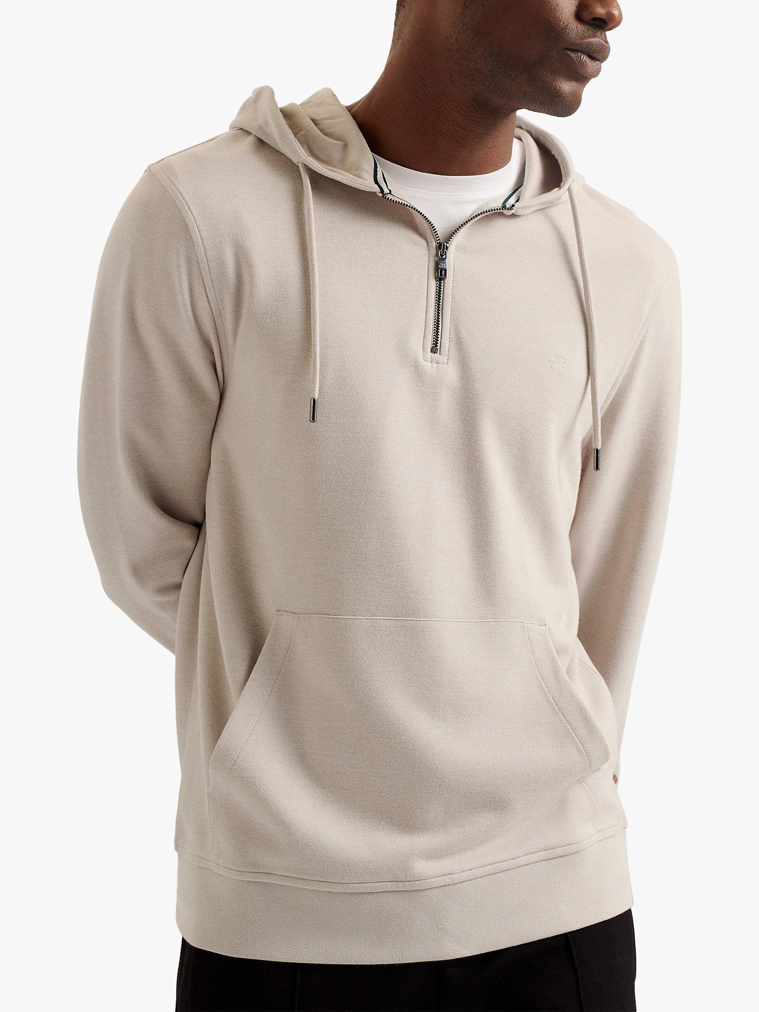 Ted Baker Caproe Long Sleeve Quarter Zip Hoodie, Light Grey