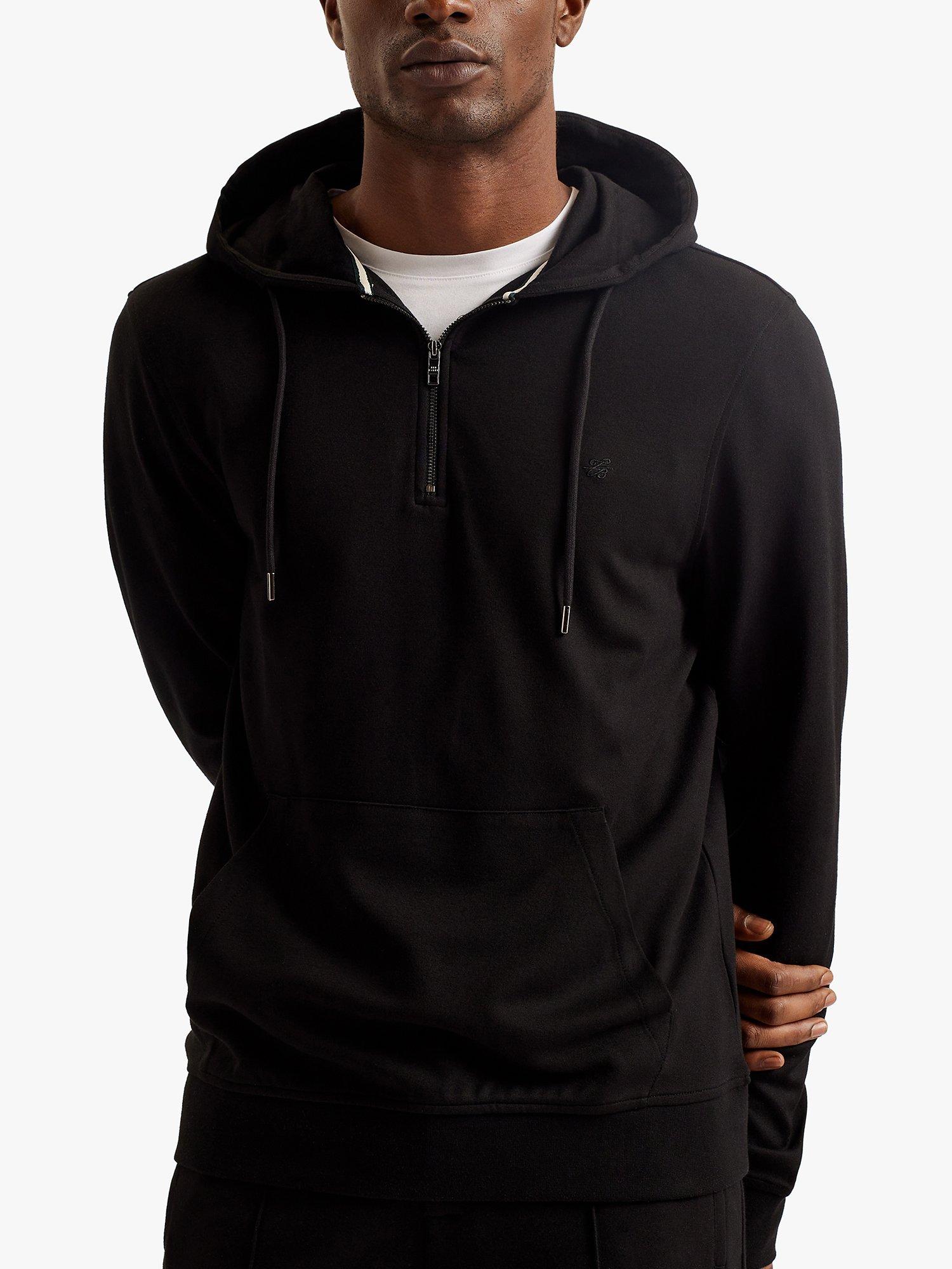 Ted Baker Caproe Long Sleeve Quarter Zip Hoodie, Black