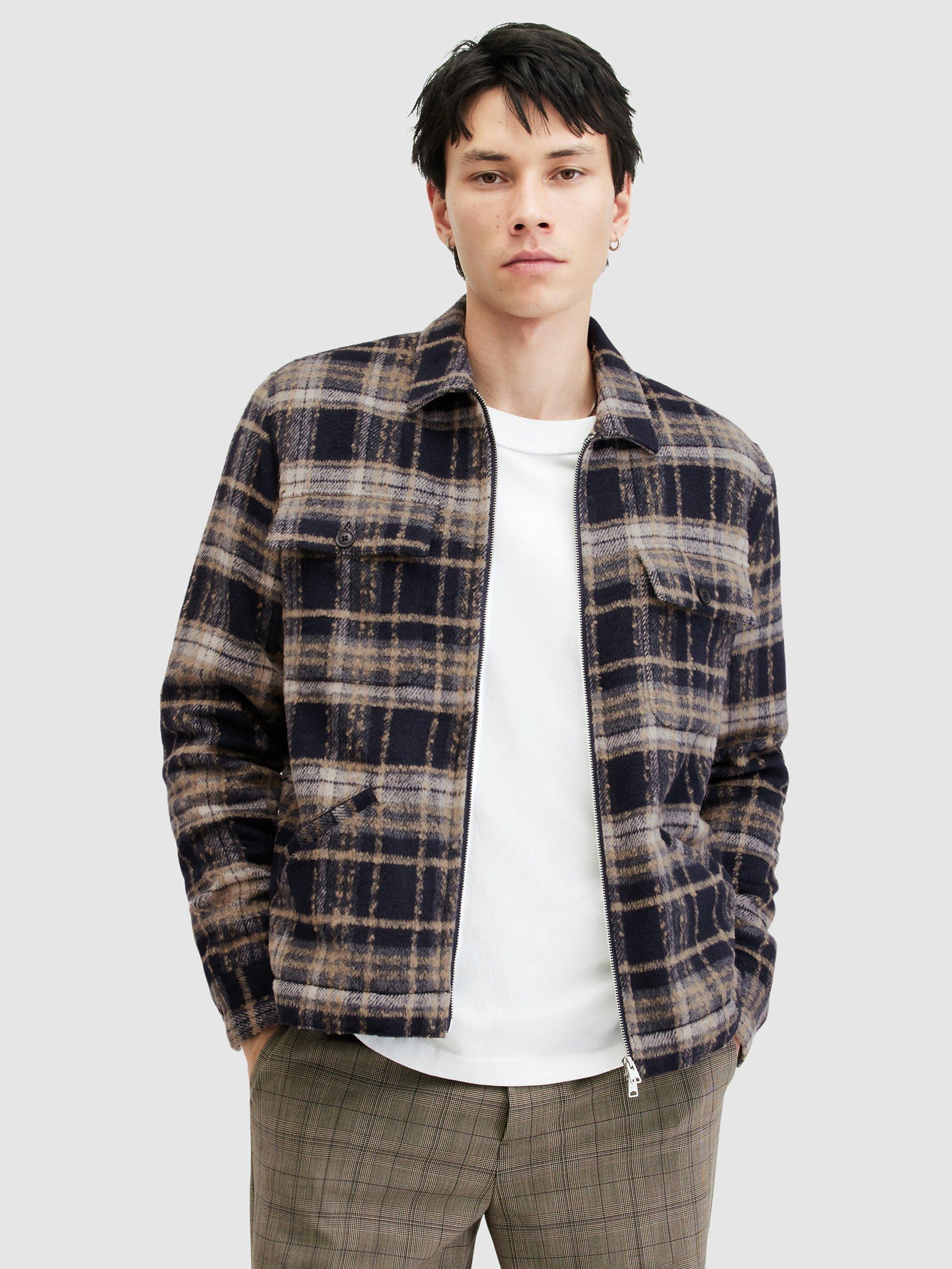 AllSaints Crosby Wool Blend Harrington Jacket, Marine Blue