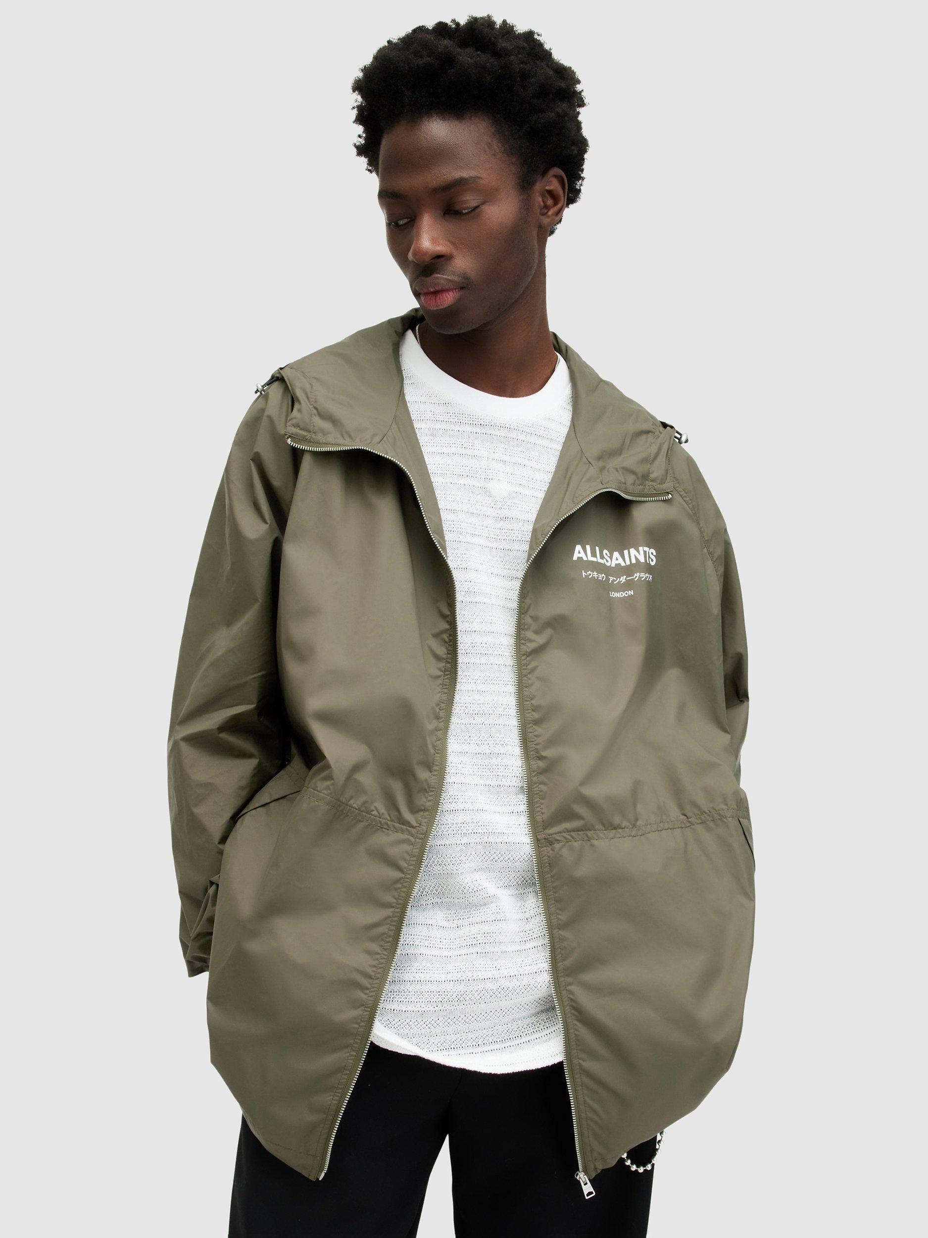 AllSaints Underground Longline Jacket, Khaki Green