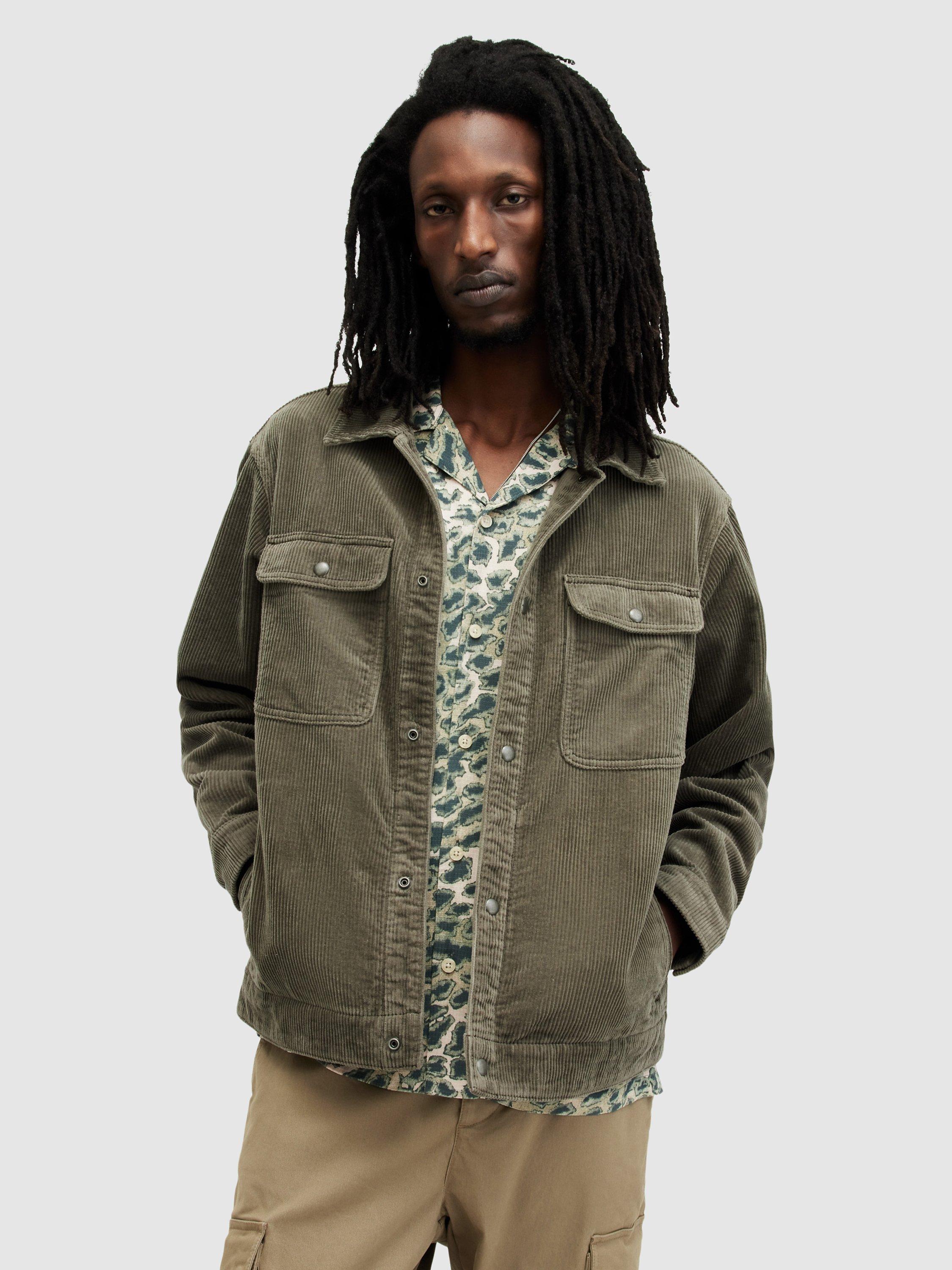 AllSaints Castleford Long Sleeve Shacket, Khaki Green